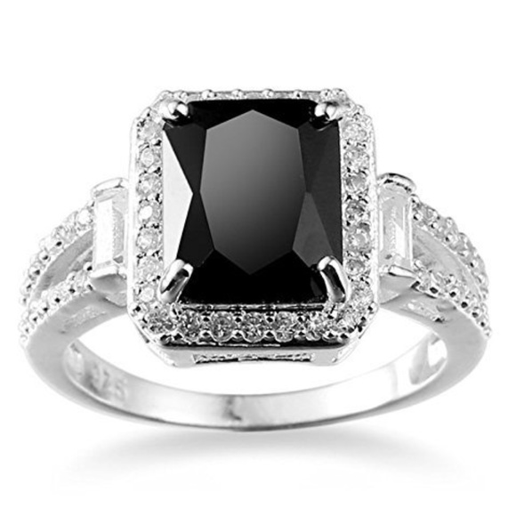 C.C. Boutique Jewelry - NWT Sterling Silver Onyx Diamond Empress Ring